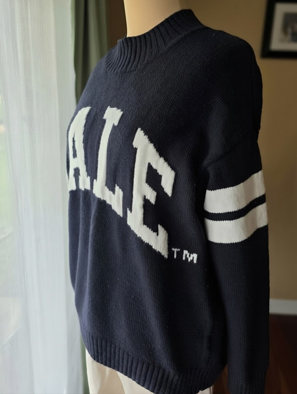 Yale Navy Blue University Collegiate Knit Sweater XS Preppy Ivy‎ League Logo H&M